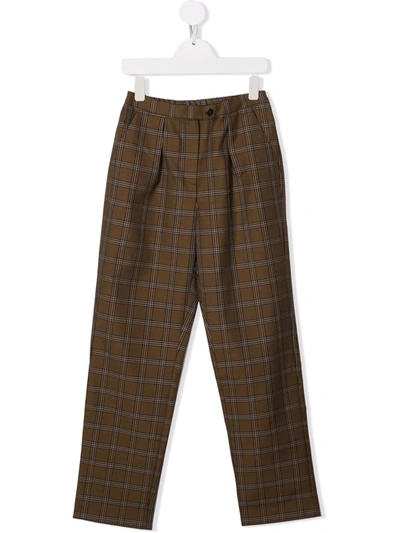 Bonpoint Teen Check Tailored Trousers In Green