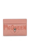 ALEXANDER MCQUEEN PINK LEATHER CARD HOLDER WITH LOGO
