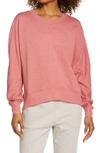 Zella Carey Crew High/low Sweatshirt In Pink Mauve