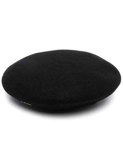 Misbhv Signature Logo-embellished Wool Beret In Black