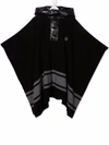 Moncler Black Poncho For Kids With Logo In Black