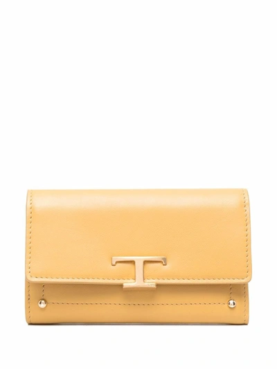 Tod's Logo-plaque Wallet In Yellow