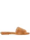 Aeyde Brown Anna Shearling Sandals In Brown