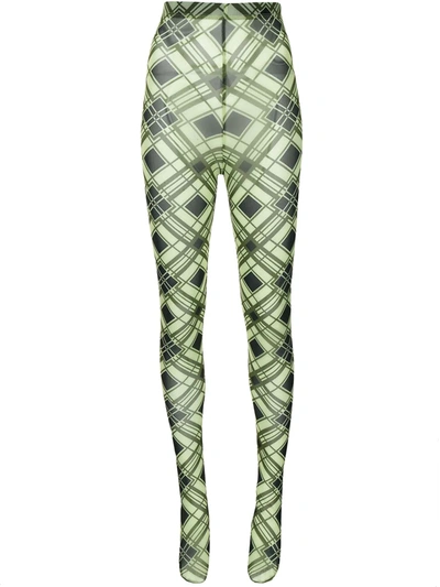 Chopova Lowena Argyle-print Mesh Tights In Green