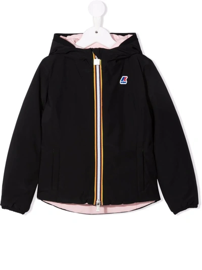 K-way Kids' Two-tone Reversible Rain Jacket In Nero