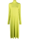 Raf Simons High Neck Midi Dress - Atterley In Green
