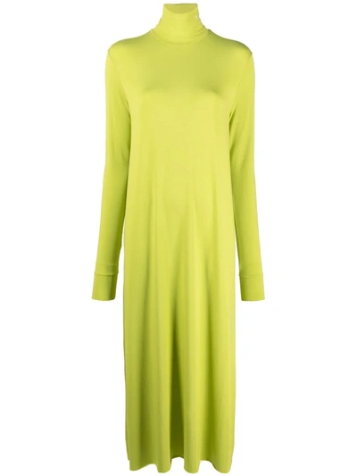 Raf Simons High Neck Midi Dress - Atterley In Green