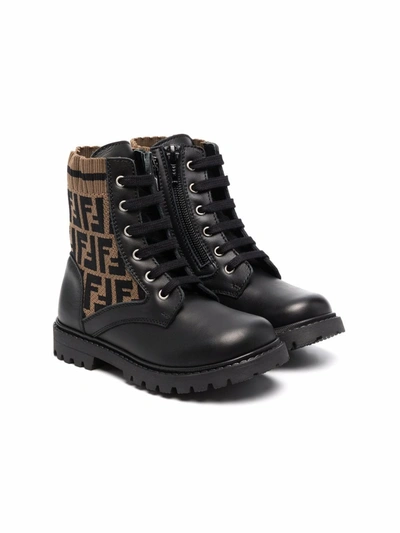 FENDI FF MOTIF LACE-UP BOOTS