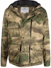 Woolrich Camouflage-print Hooded Down Jacket In Grün