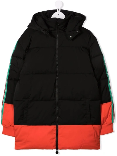 Stella Mccartney Teen Colour-block Padded Coat In Black