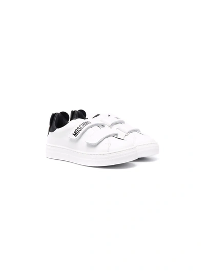 Moschino Babies' Teddy Bear Touch Strap Sneakers In White