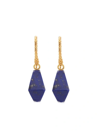 Monica Vinader Geometric Gemstone Wire Recycled 18ct Gold-plated Vermeil Sterling Silver And Lapis Lazuli Earrings