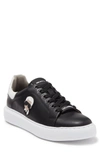 Karl Lagerfeld Leather Karl Head Patch Sneaker In Black