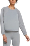 Nike Brushed Fleece Crewneck Sweatshirt In Particle Grey/ Metallic Silver