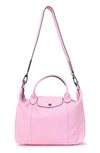 Longchamp Le Pliage Mid Satchel W/ Strap In Pink