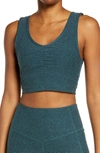 Zella Restore Soft Lounge Longline Bra In Teal Titanic