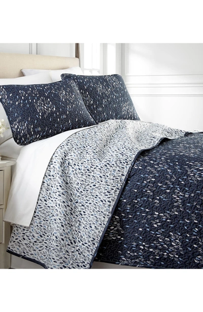 Southshore Fine Linens Luxury Premium Collection Ultra Quilt Set In Botanical Leaves Blue