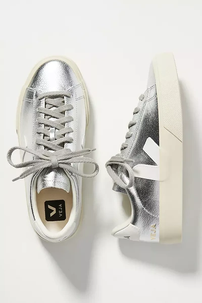 【送料&関税込】Veja Campo Sneakers In Silver Leather CAMPO LEATHER SILVER WHITE | VEJA