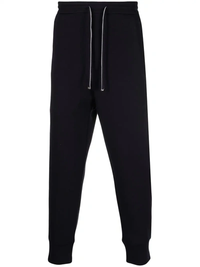 Emporio Armani Tapered-leg Solid Trackpants In Blau