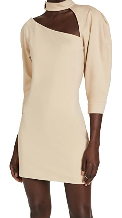 Alexis Brandie Puff-sleeve Bodycon Dress In Neutral