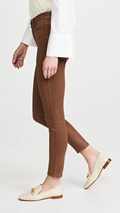 Paige Hoxton Ankle Jeans In Cognac Luxe Coating