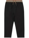 Burberry Icon Stripe Drawstring Trousers In Black
