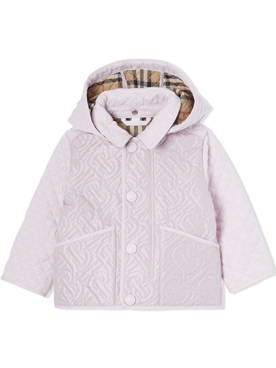 Burberry Babies' Detachable Hood Quilted Coat In Pink