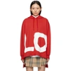 BURBERRY RED OVERSIZED 'LOVE' FAIRHALL HOODIE