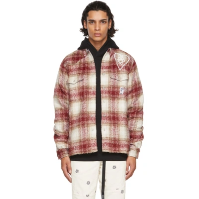 Billionaire Boys Club Logo-embroidered Check Flannel Overshirt In Red