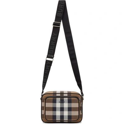 Burberry Men's Paddy Giant Check Cotton Crossbody Bag In Birch Brown