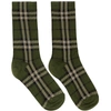 Burberry Green Intarsia Check Mid Socks In Military Green