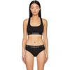 Versace Logo Band Racerback Sports Bra In Black