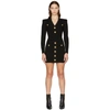 Balmain Mini Black Dress With Golden Buttons In Stretch Viscose Woman In 0pa Noir