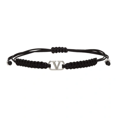 Valentino Garavani Black Braided Vlogo Signature Bracelet