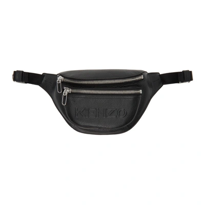 Kenzo Imprint Grained Leather Bumbag In 99 - Black