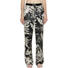 TOM FORD BLACK & OFF-WHITE SILK HIBISCUS LOUNGE PANTS