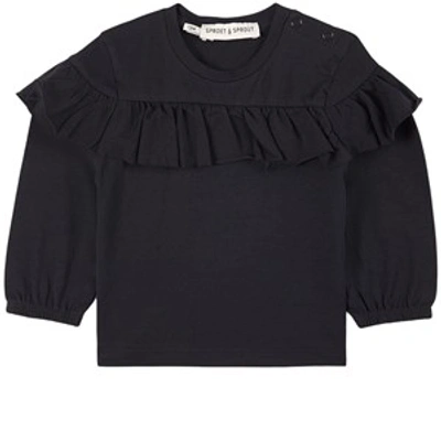 Sproet And Sprout Kids' Black Ruffle T-shirt