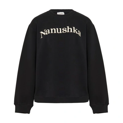Nanushka Remy Logo-print Organic Cotton-jersey Sweatshirt In Black