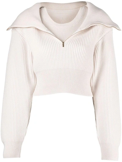 Jacquemus La Maille Risoul White Sweater In Grey