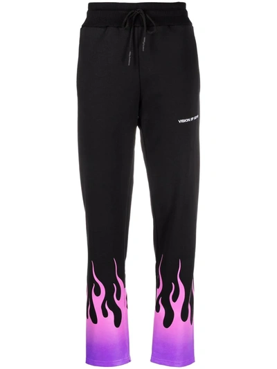 Vision Of Super Flame-print Track Trousers In Black