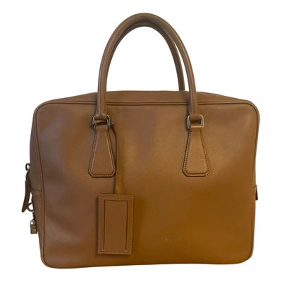 Pre-owned Prada Leather Satchel In Camel