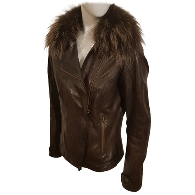 Pre-owned Kaos Leather Jacket In Brown