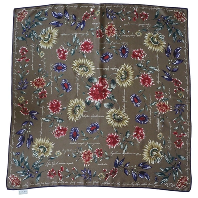 Pre-owned Oscar De La Renta Silk Handkerchief In Brown