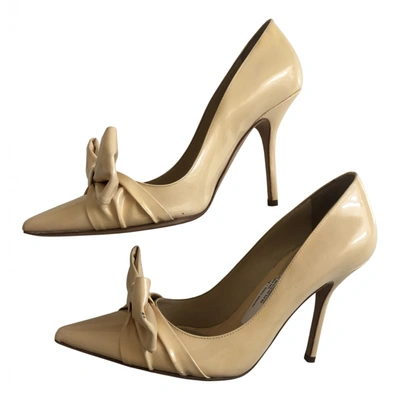 Pre-owned Moschino Leather Heels In Beige
