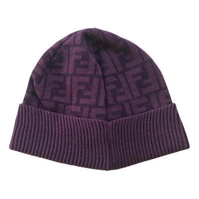 Pre-owned Fendi Wool Beanie In Purple