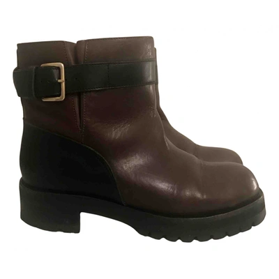 Pre-owned Marni Leather Biker Boots In Brown