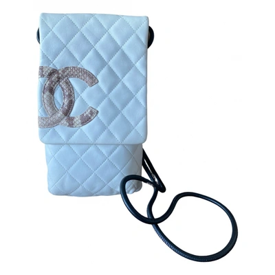 Pre-owned Chanel Cambon Leather Crossbody Bag In White