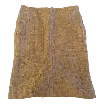 Pre-owned Roberto Cavalli Wool Skirt In Camel