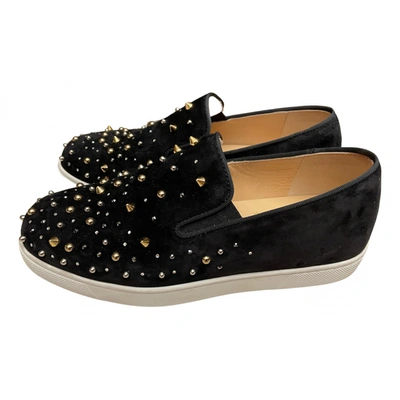 Pre-owned Christian Louboutin Pik Boat Trainers In Black