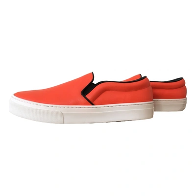 Pre-owned Celine Leather Trainers In Orange